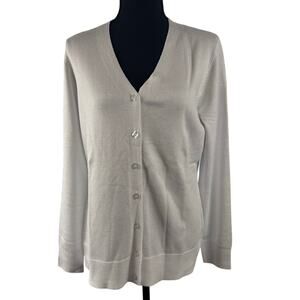 VII White Long Sleeve Button Up Cardigan Size M  NWT